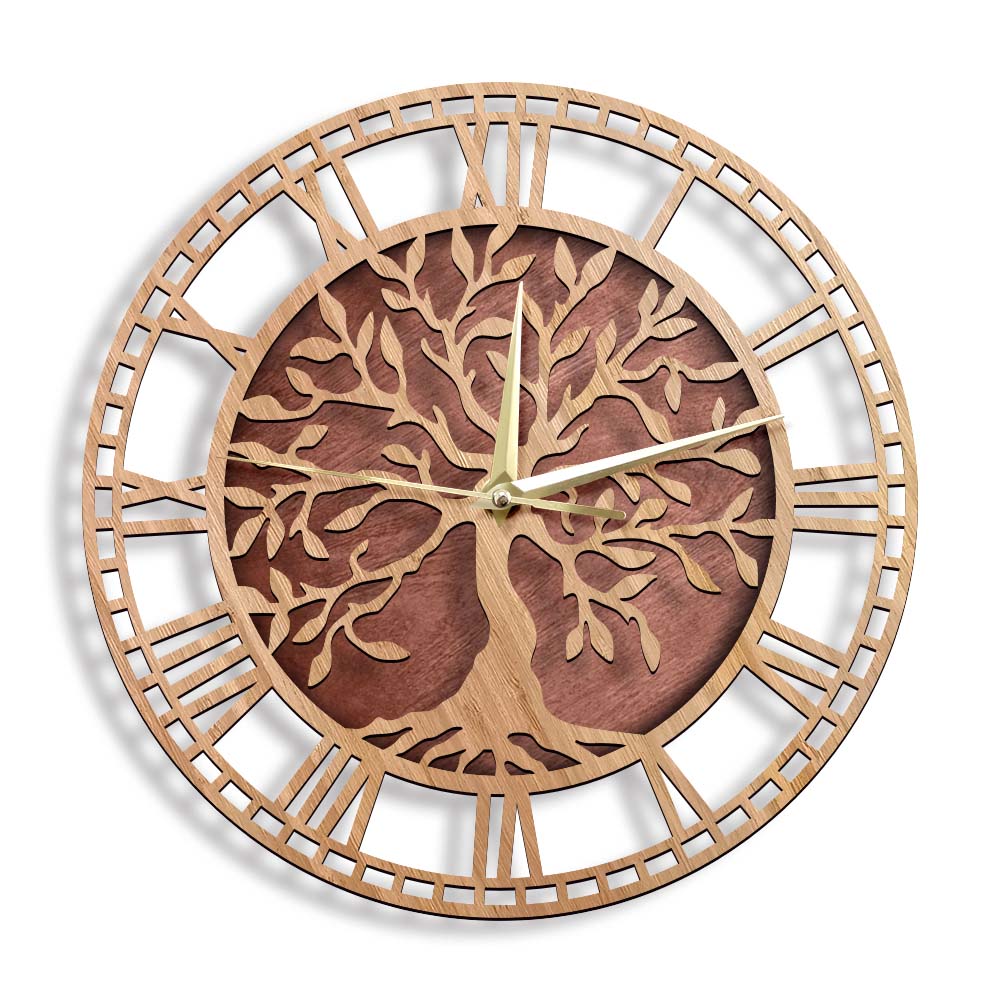 Family Tree Print - Orologio da parete in legno con