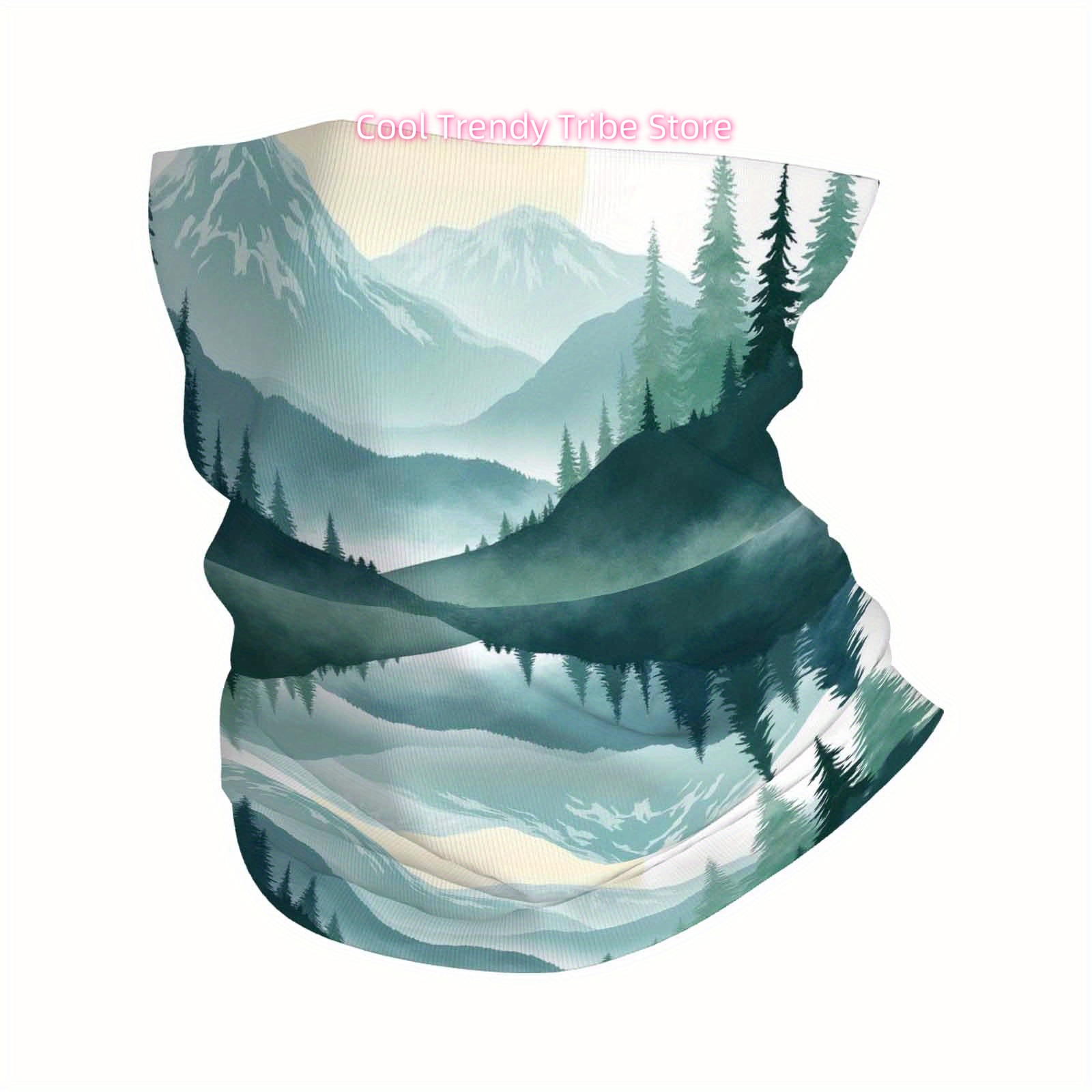 Family Tree Print - Sciarpa Multifunzionale con Stampa Montagne, Alberi,