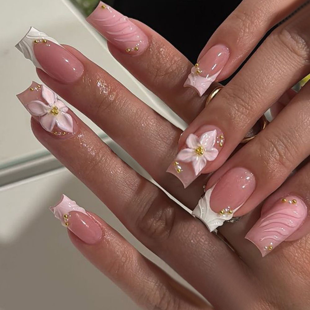 Pressed Flower Art - 24 pezzi per scatola. Unghie finte