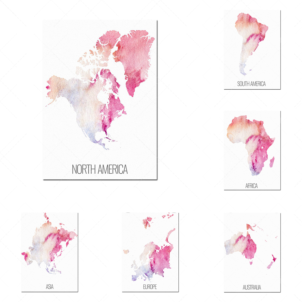 Custom Star Map - Set di 6 poster continentali, mappa