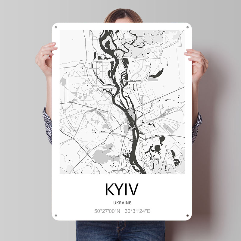Custom Map Poster - Poster Stampato della Mappa di Kiev,