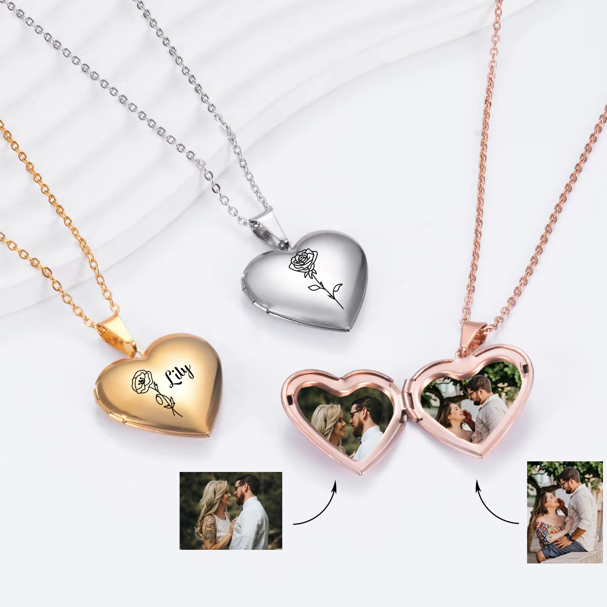 Birth Flower Necklace - Collana personalizzata con medaglione con fiore